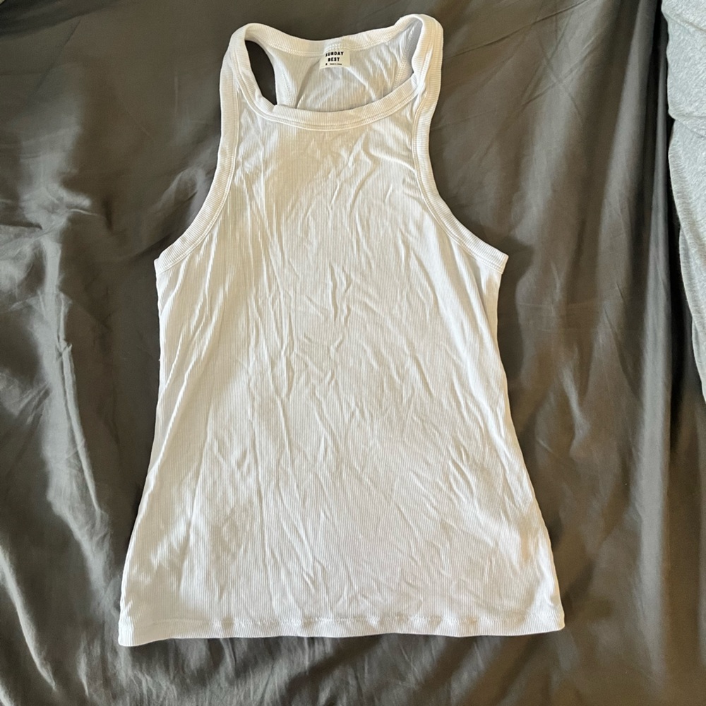 White Racer Tank